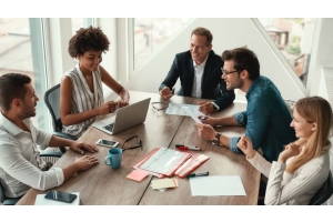 A group of business leaders having a meeting