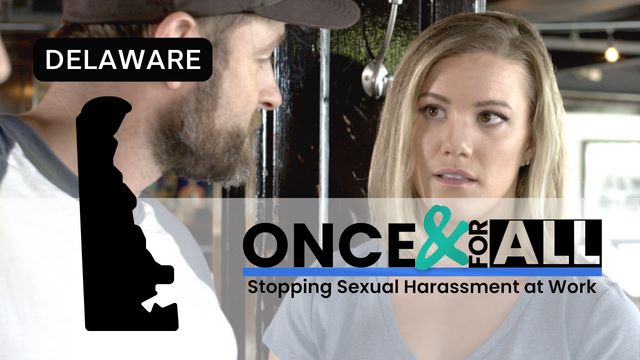Image with male and female characters from Once & For All and text: Delaware Once & For All Employee Course