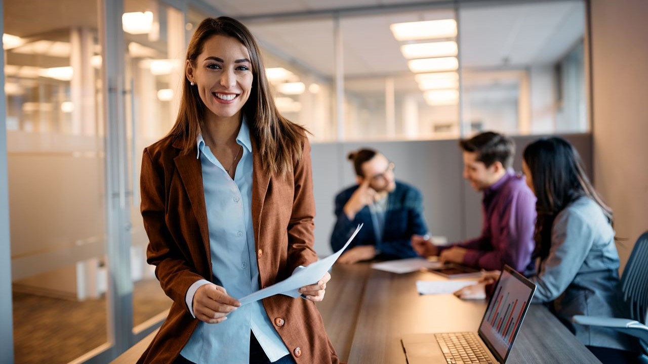 Happy female employee 